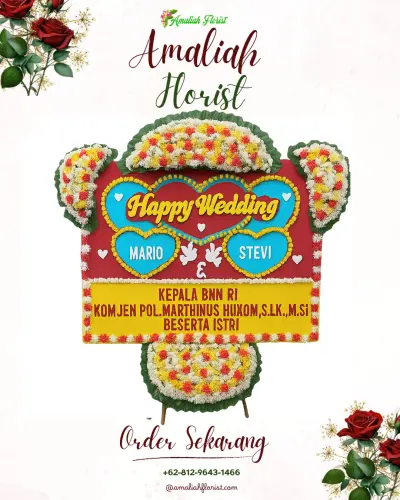 Karangan Papan Bunga Pernikahan di Sukawati